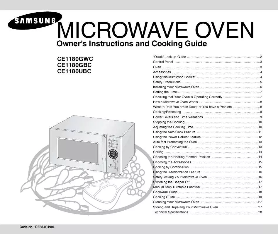 Mode d'emploi SAMSUNG CE1180GBC