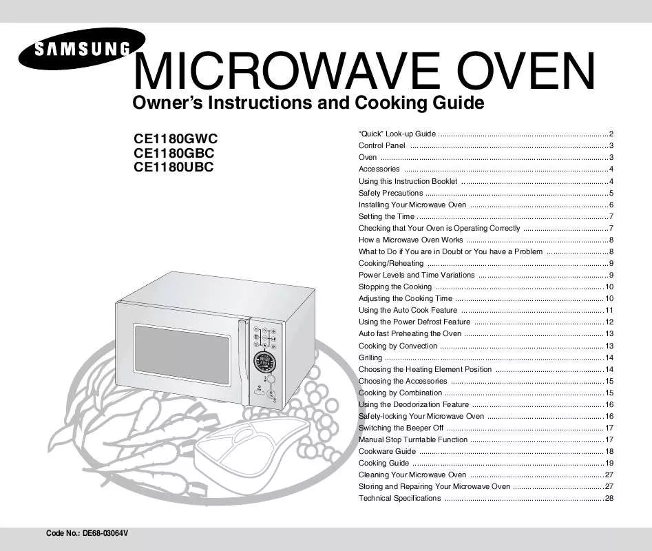 Mode d'emploi SAMSUNG CE1180GWC