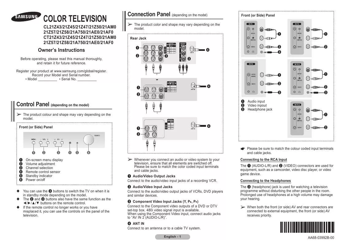 Mode d'emploi SAMSUNG CL-21Z43ML