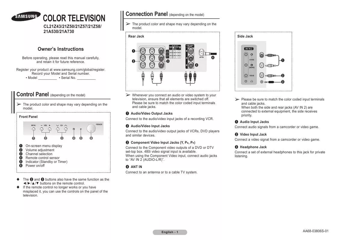 Mode d'emploi SAMSUNG CL-21Z57MQ