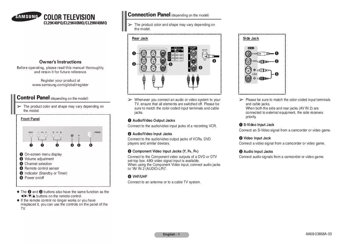 Mode d'emploi SAMSUNG CL-29K40MQ