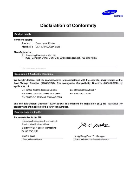 Mode d'emploi SAMSUNG CLP-670N