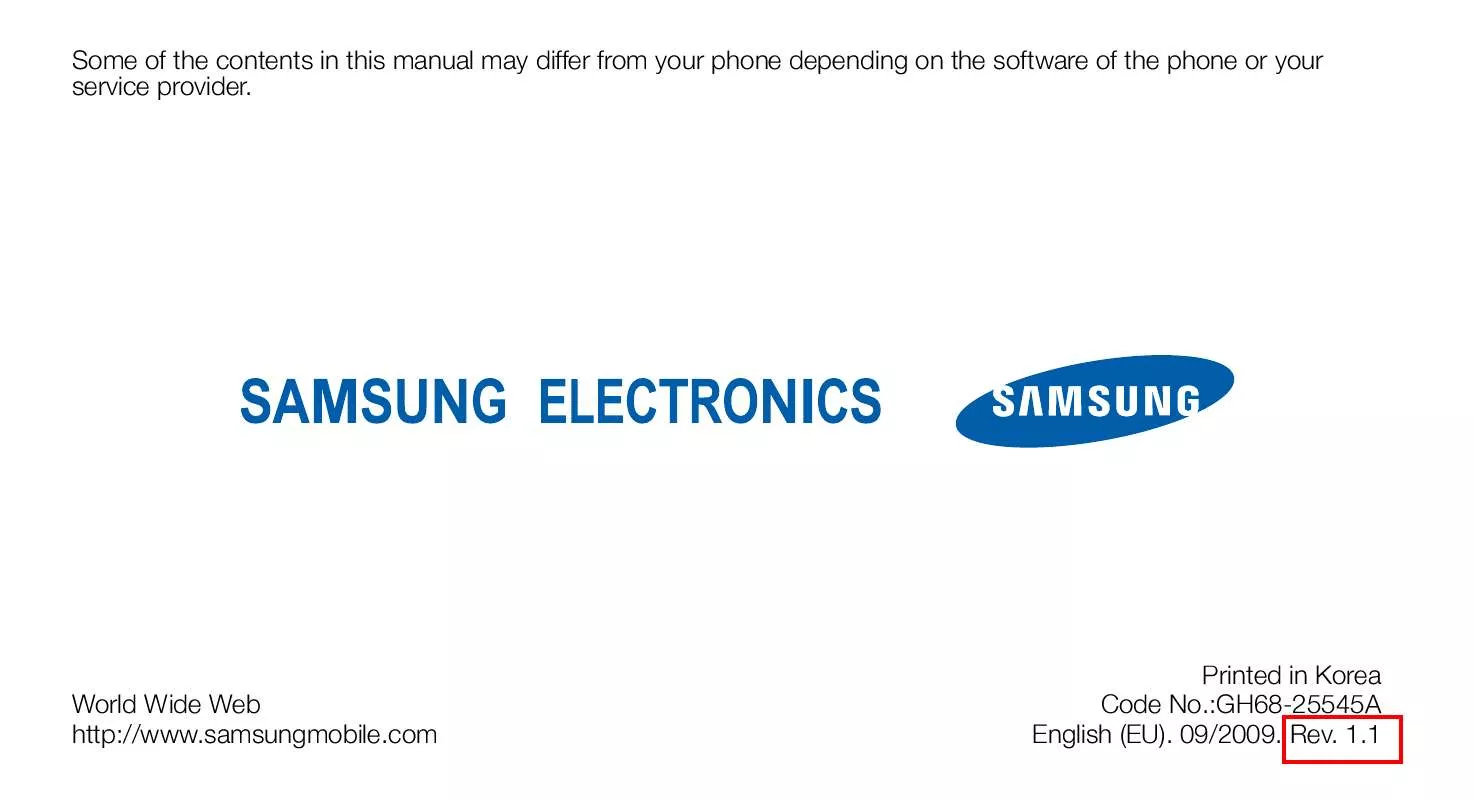 Mode d'emploi SAMSUNG CORBYTXT B3210