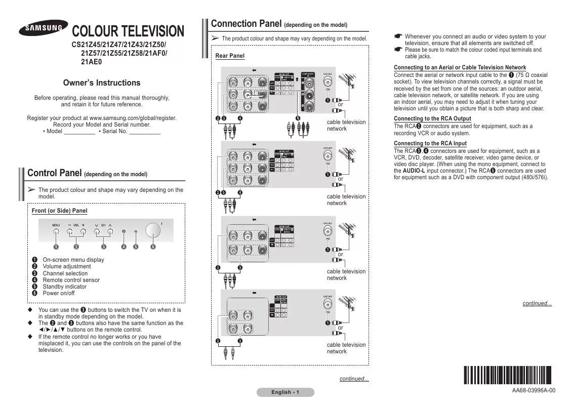 Mode d'emploi SAMSUNG CS-21A550