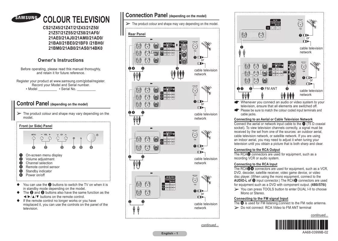 Mode d'emploi SAMSUNG CS-21B501