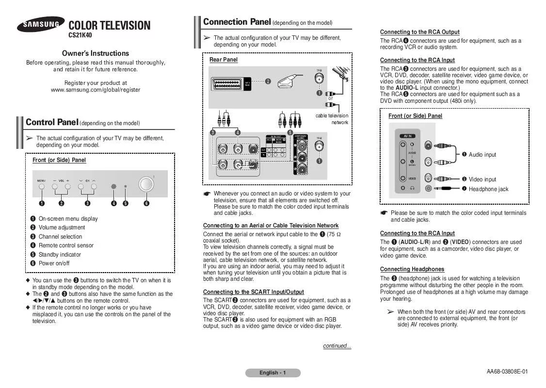 Mode d'emploi SAMSUNG CS-21K40MG