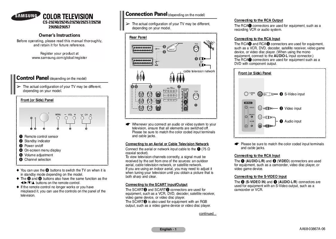 Mode d'emploi SAMSUNG CS-21M40ML