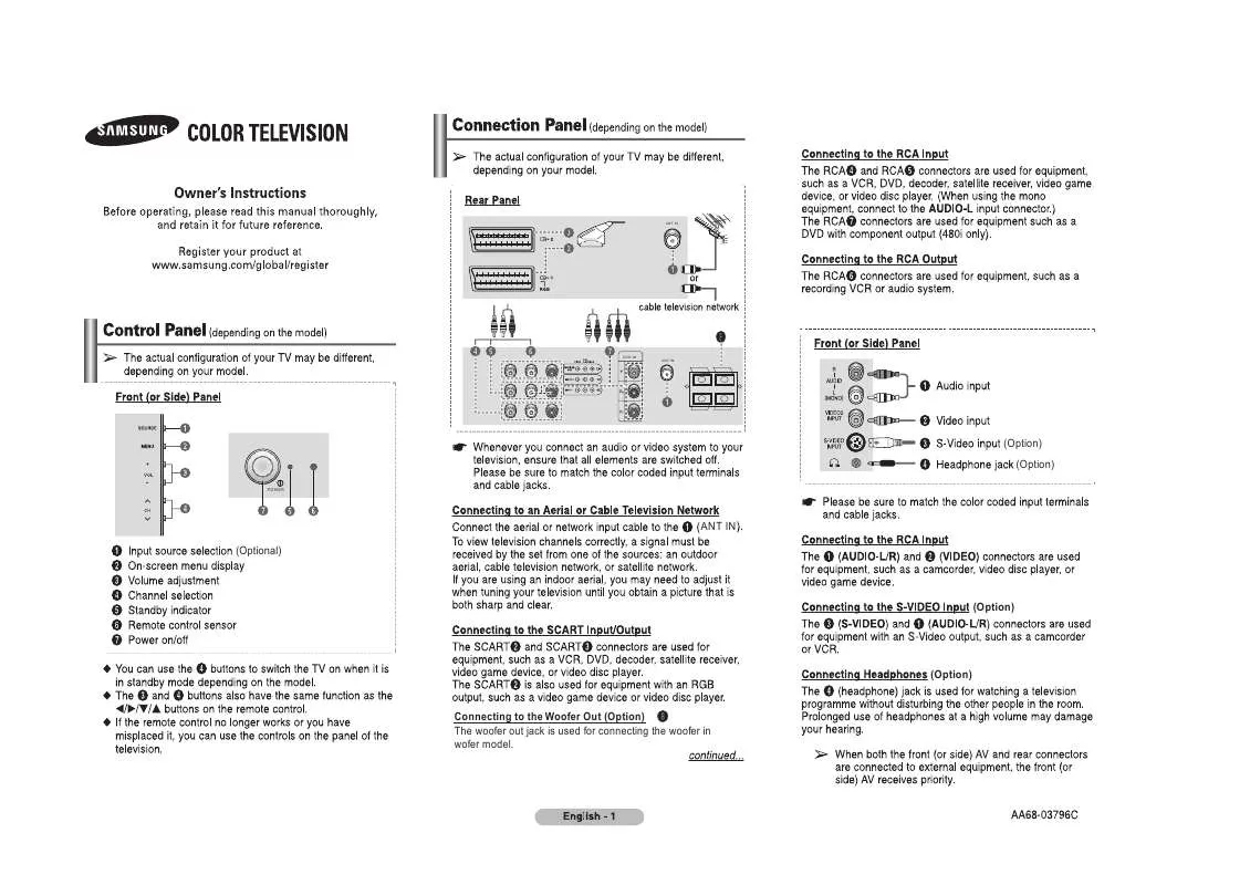 Mode d'emploi SAMSUNG CS-21S8MA