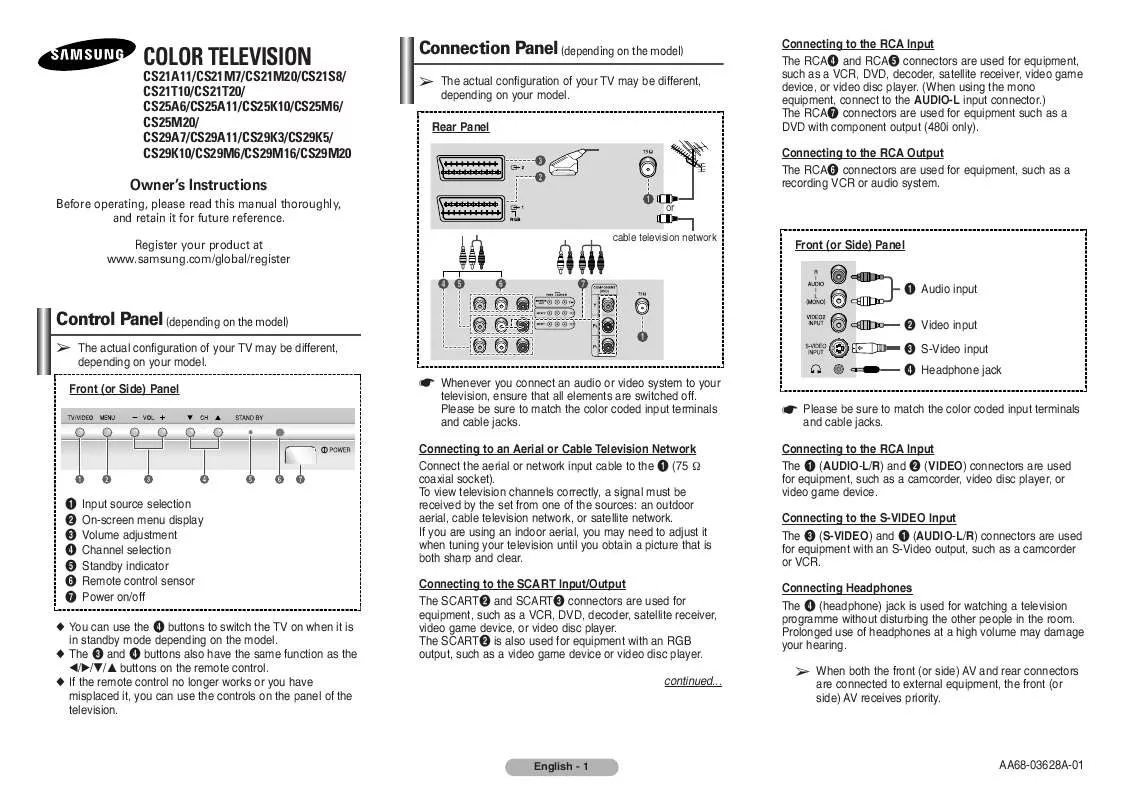 Mode d'emploi SAMSUNG CS-21T20MA