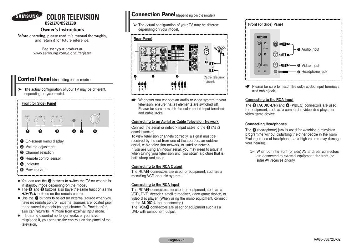 Mode d'emploi SAMSUNG CS-21Z30MG