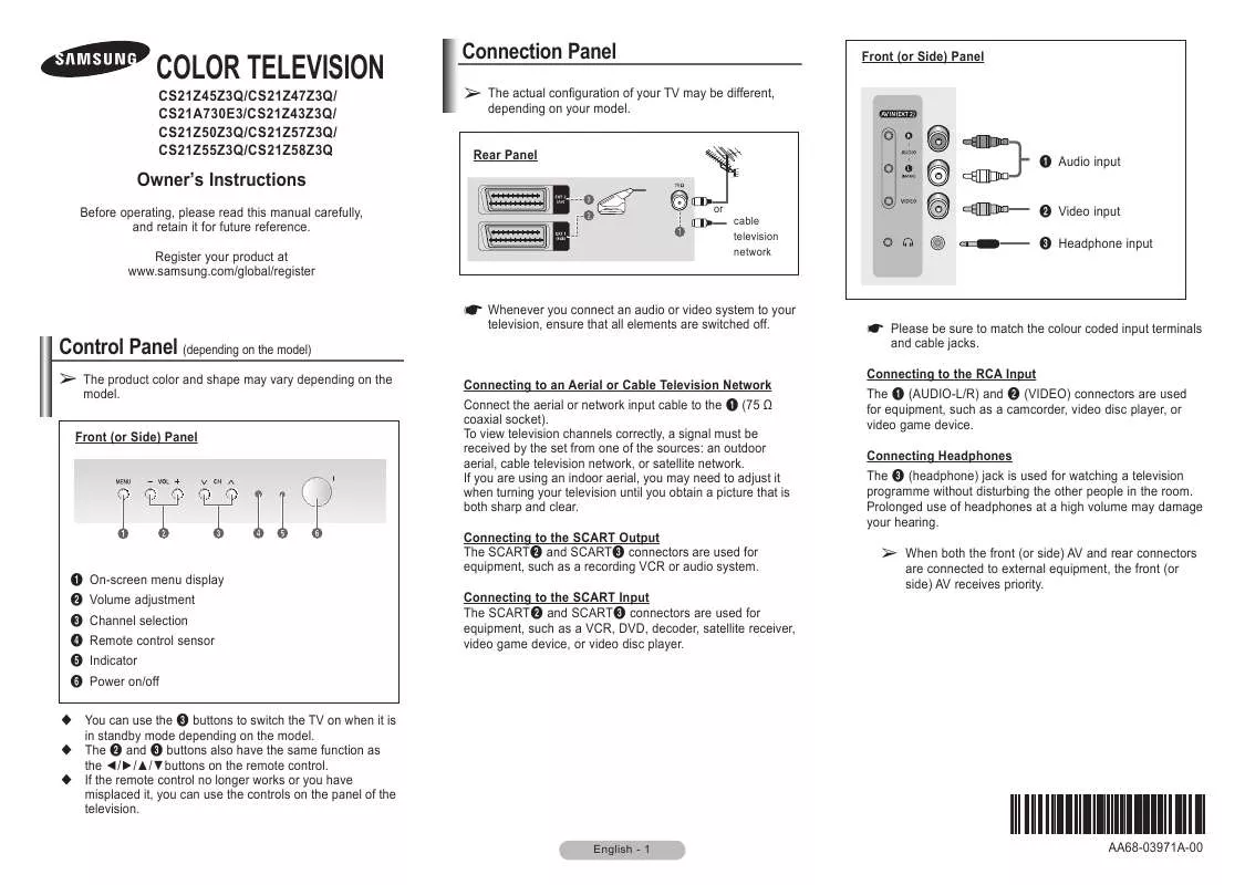 Mode d'emploi SAMSUNG CS-21Z45Z3Q