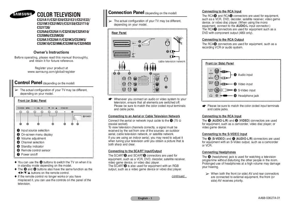 Mode d'emploi SAMSUNG CS-29A11PQ