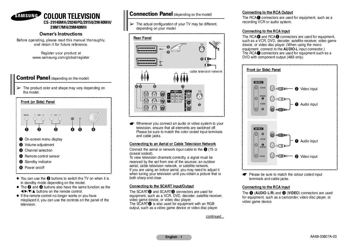 Mode d'emploi SAMSUNG CS-29K40