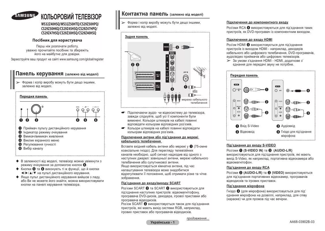 Mode d'emploi SAMSUNG CS-29Z50HPQ