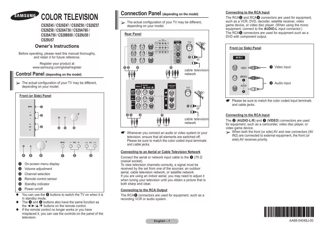 Mode d'emploi SAMSUNG CS-29Z50ML