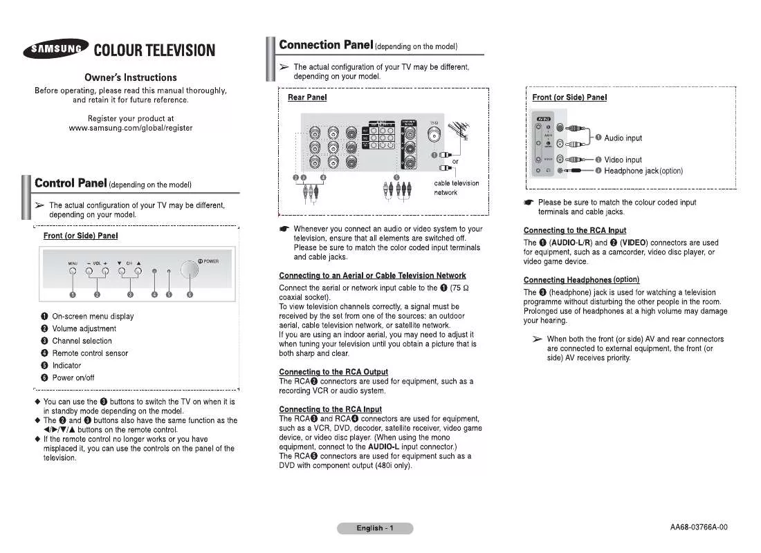 Mode d'emploi SAMSUNG CS-21A530FL