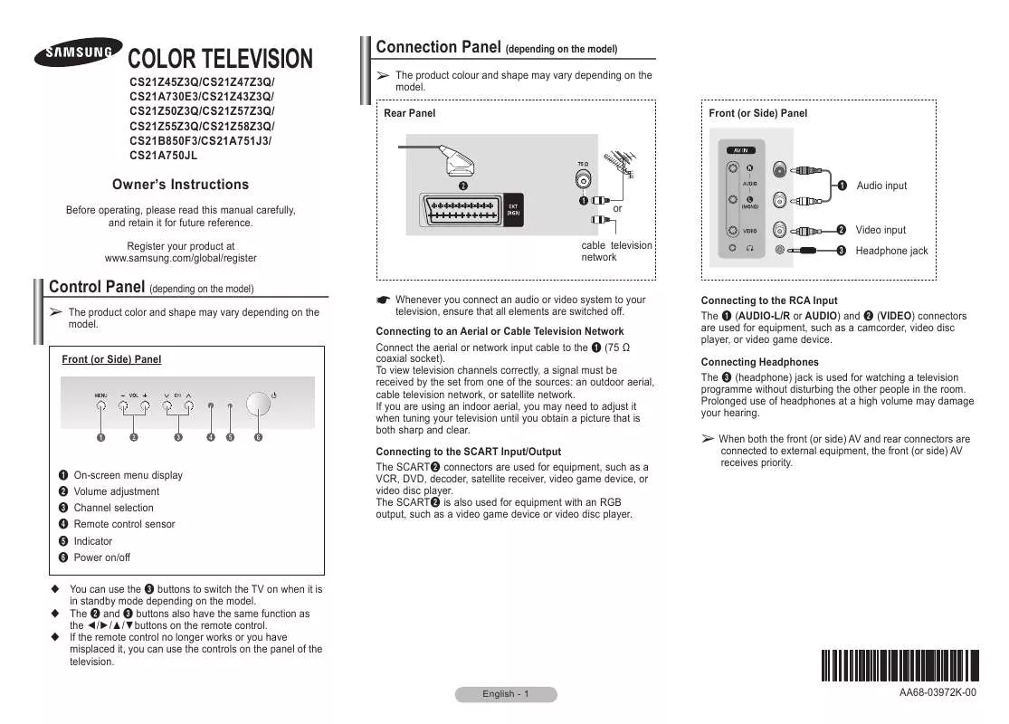 Mode d'emploi SAMSUNG CS-21A730E3