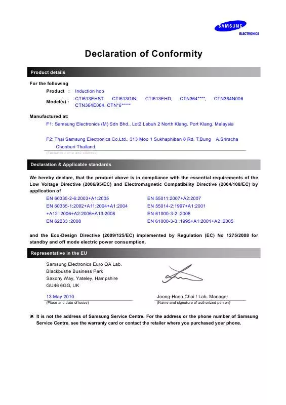 Mode d'emploi SAMSUNG CT-N364DC01