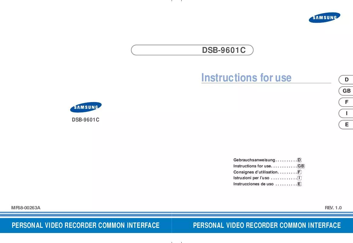 Mode d'emploi SAMSUNG DSB-9601C