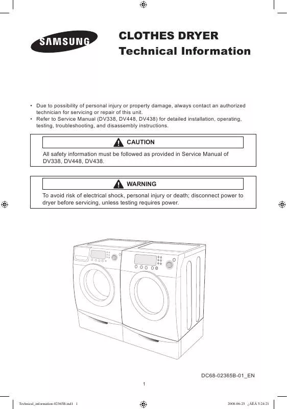 Mode d'emploi SAMSUNG DV438AER