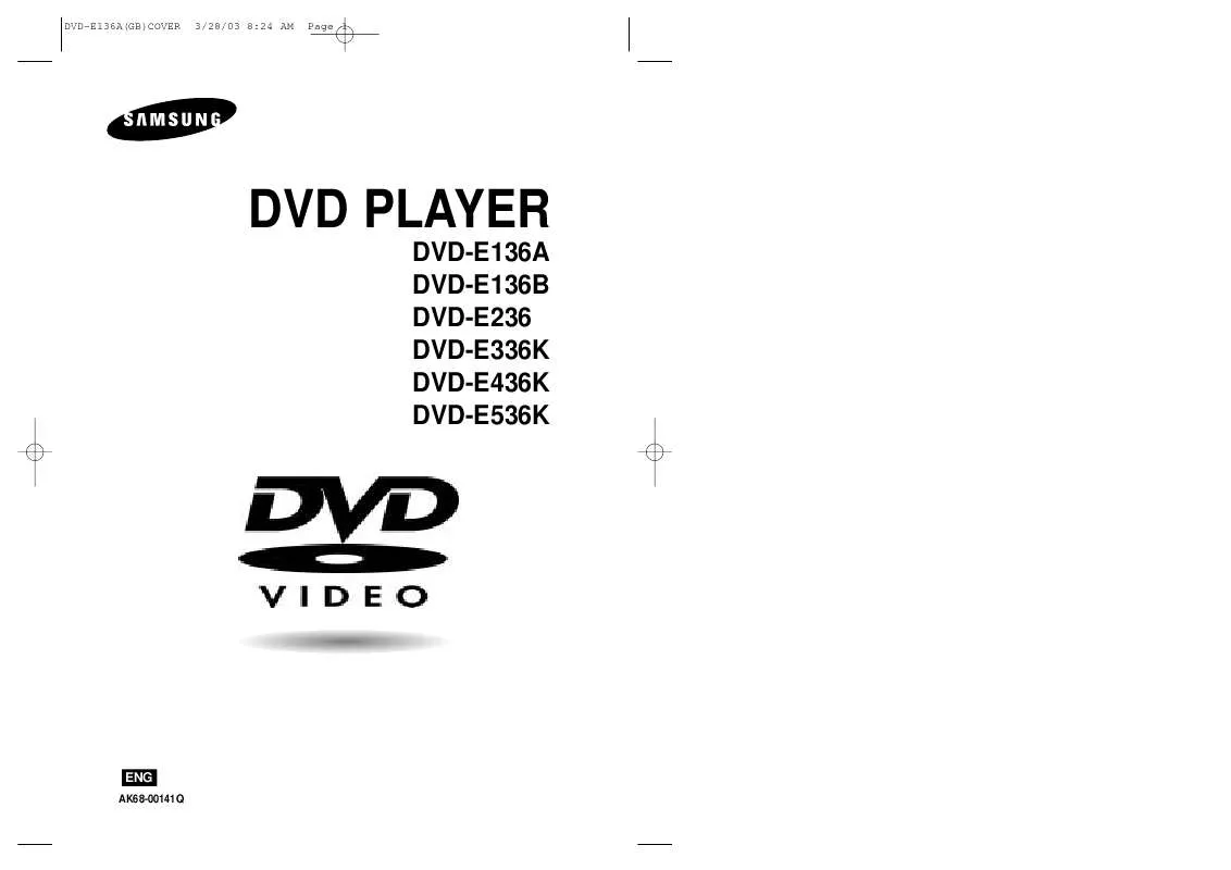 Mode d'emploi SAMSUNG DVD-E136A