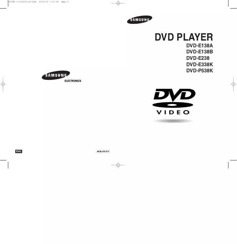 Mode d'emploi SAMSUNG DVD-E538K