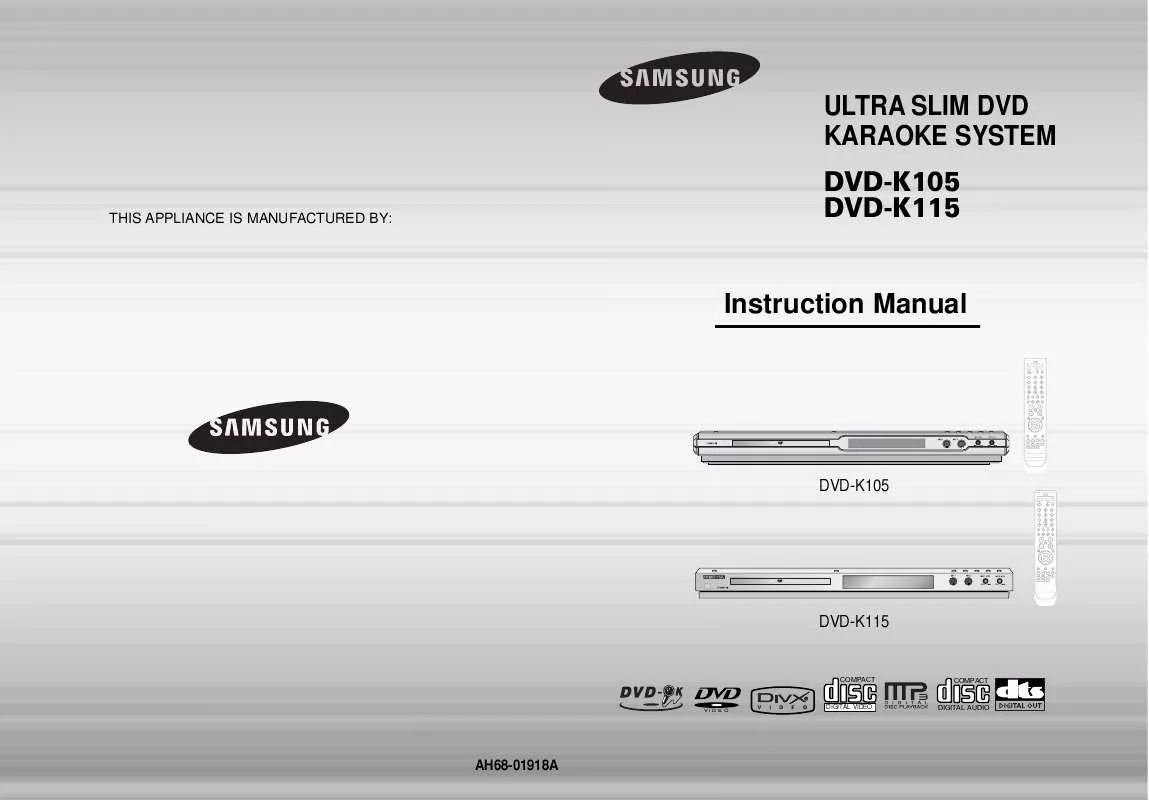 Mode d'emploi SAMSUNG DVD-K105