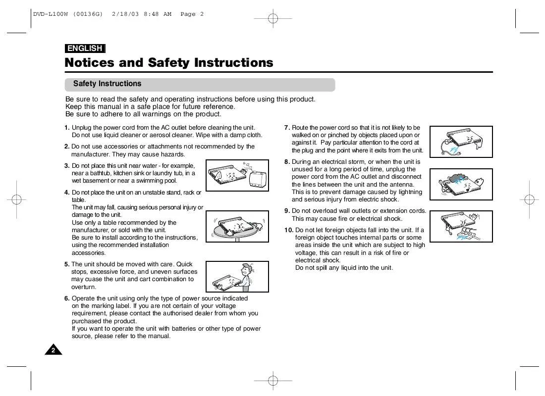 Mode d'emploi SAMSUNG DVD-L100W