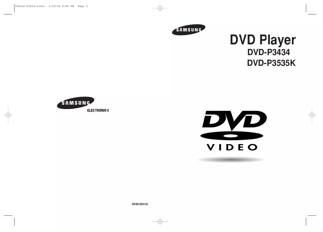 Mode d'emploi SAMSUNG DVD-P3434