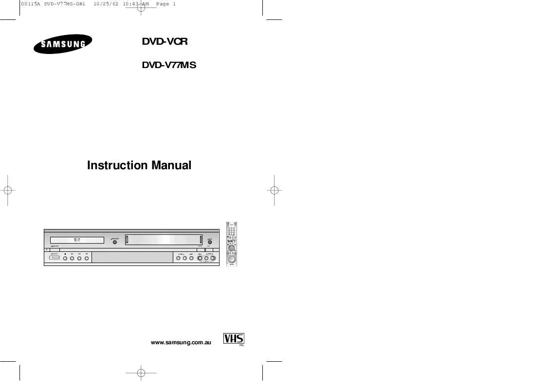 Mode d'emploi SAMSUNG DVD-V77MS