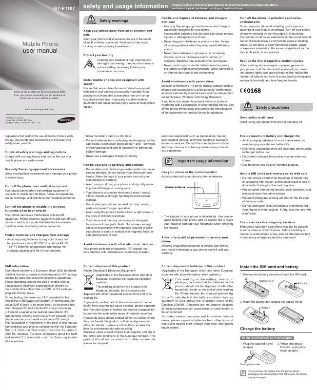 Mode d'emploi SAMSUNG E1107