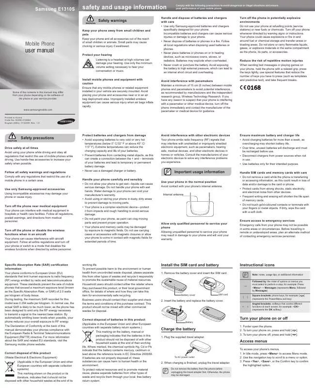 Mode d'emploi SAMSUNG E1310