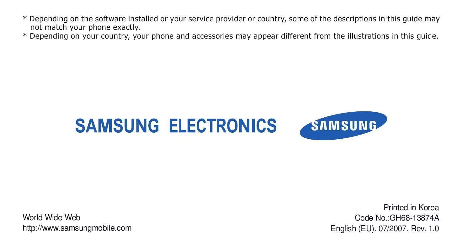 Mode d'emploi SAMSUNG E210