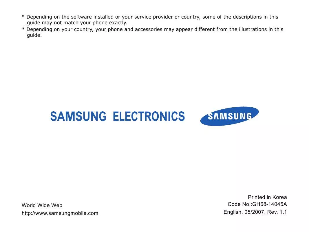 Mode d'emploi SAMSUNG F308