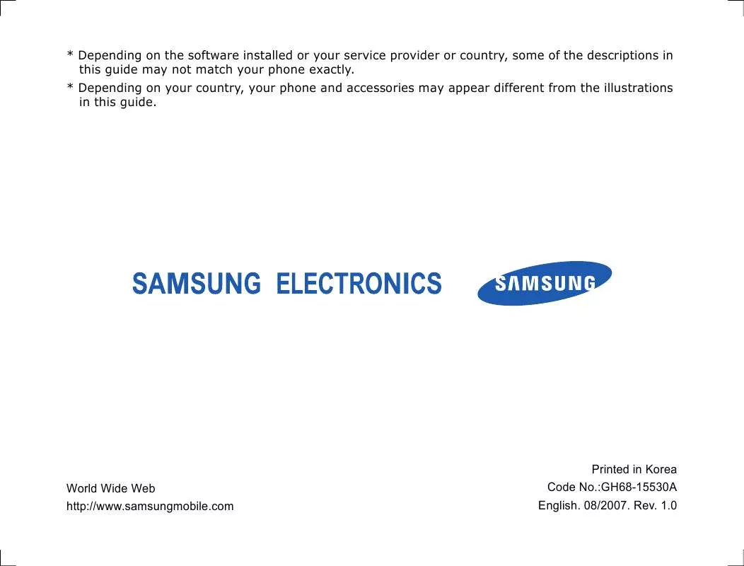 Mode d'emploi SAMSUNG F508 é»‘è‰²