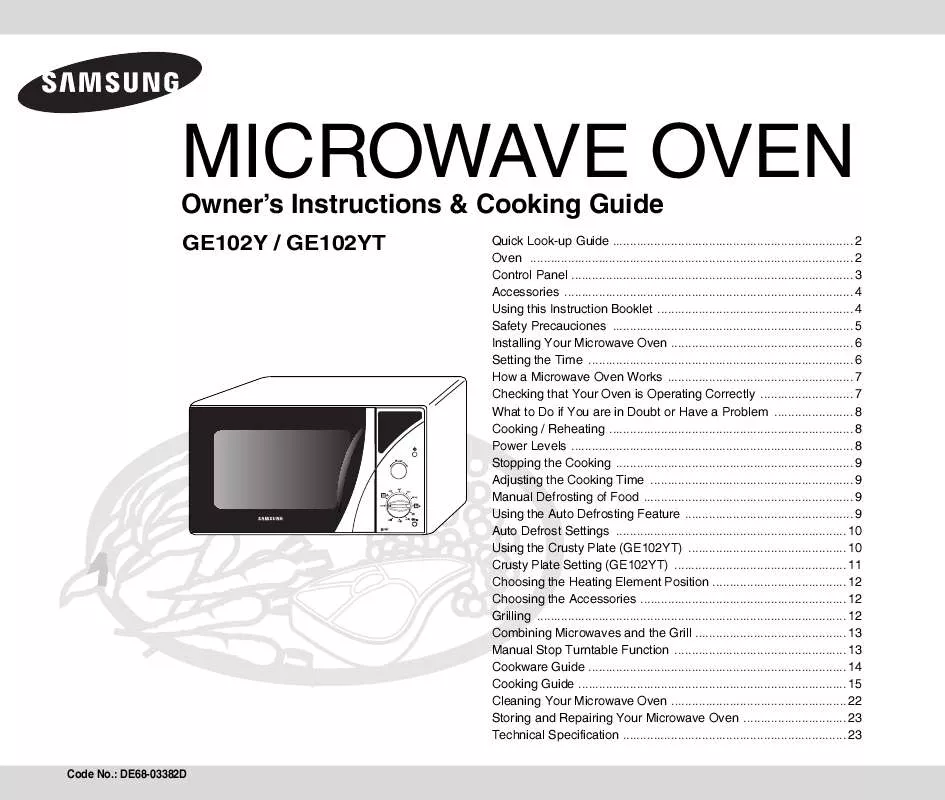 Mode d'emploi SAMSUNG GE102Y-S