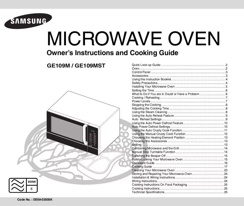 Mode d'emploi SAMSUNG GE109M