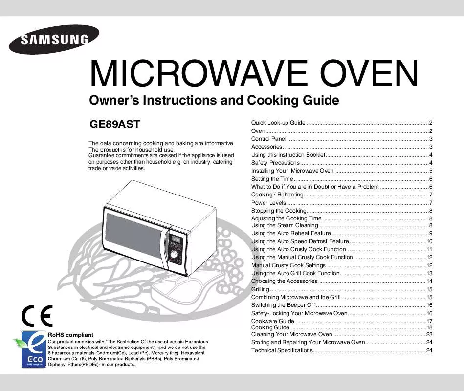 Mode d'emploi SAMSUNG GE89AST