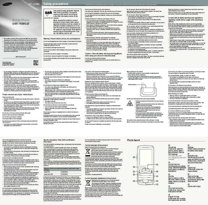 Mode d'emploi SAMSUNG GT-C3780