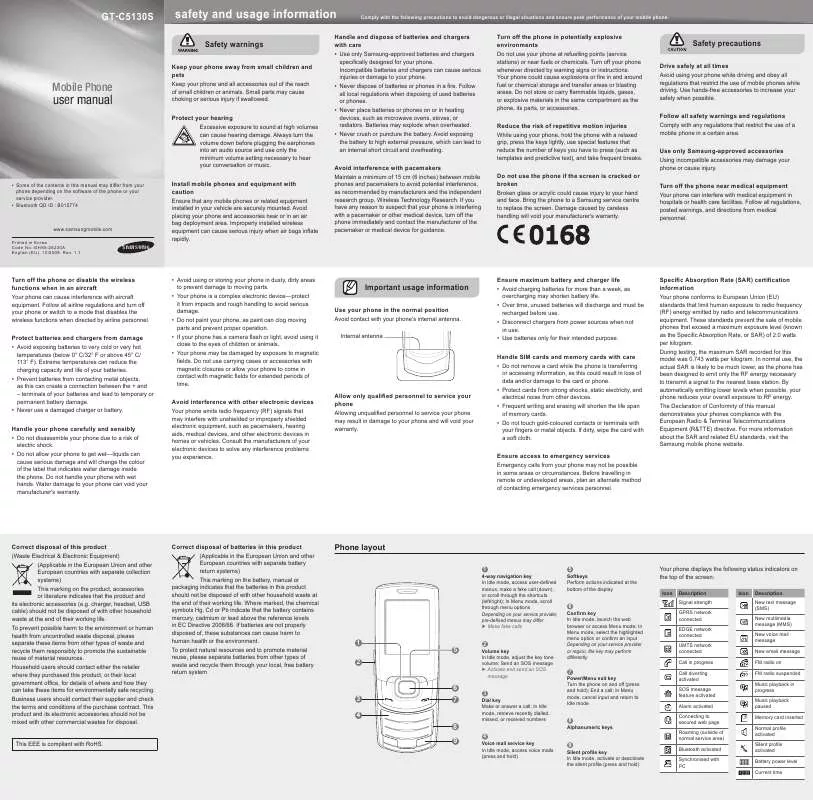 Mode d'emploi SAMSUNG GT-C5130S