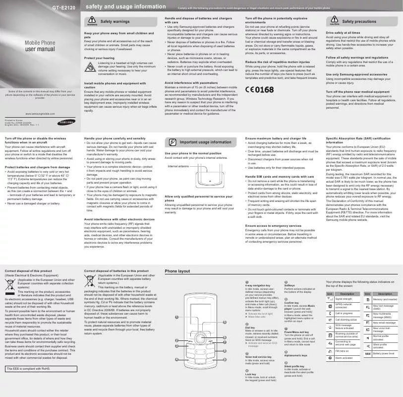 Mode d'emploi SAMSUNG GT-E2120B