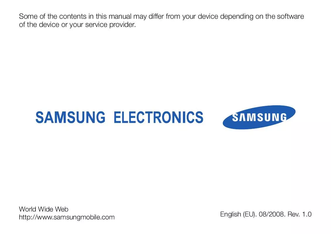 Mode d'emploi SAMSUNG GT-I8510/16