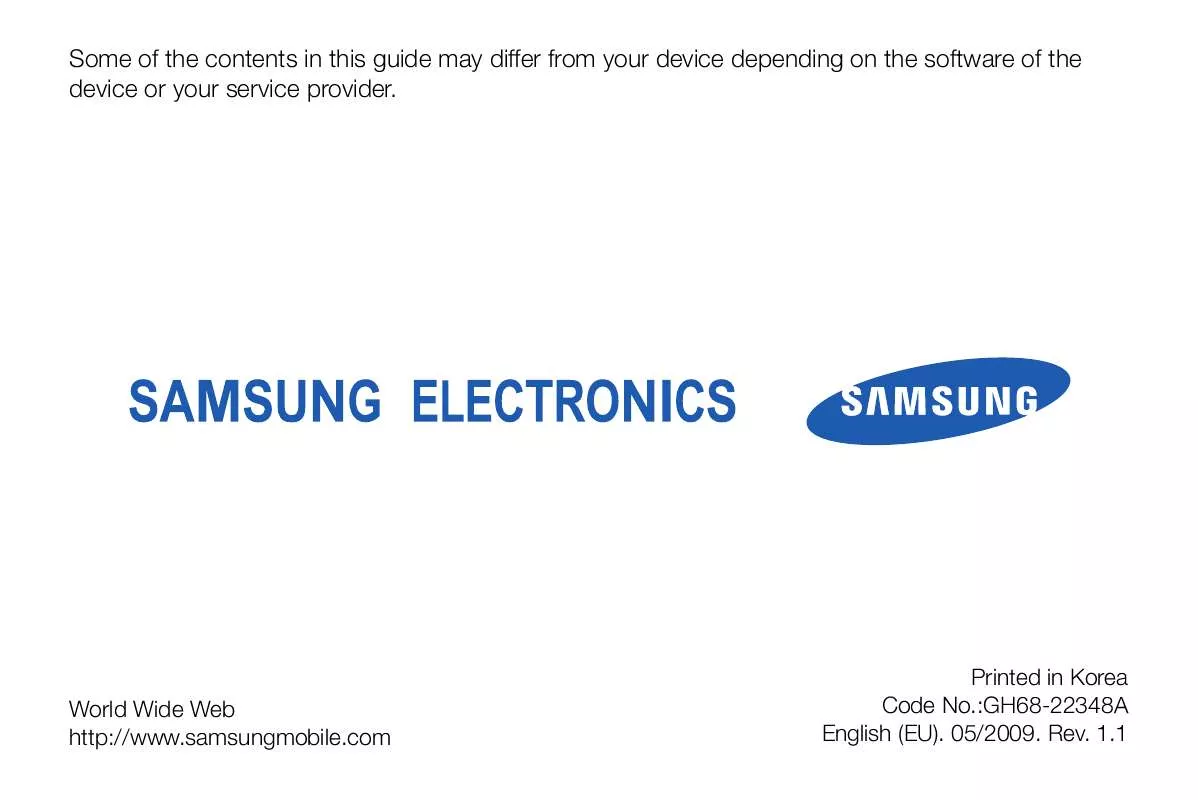 Mode d'emploi SAMSUNG GT-I8910/M16