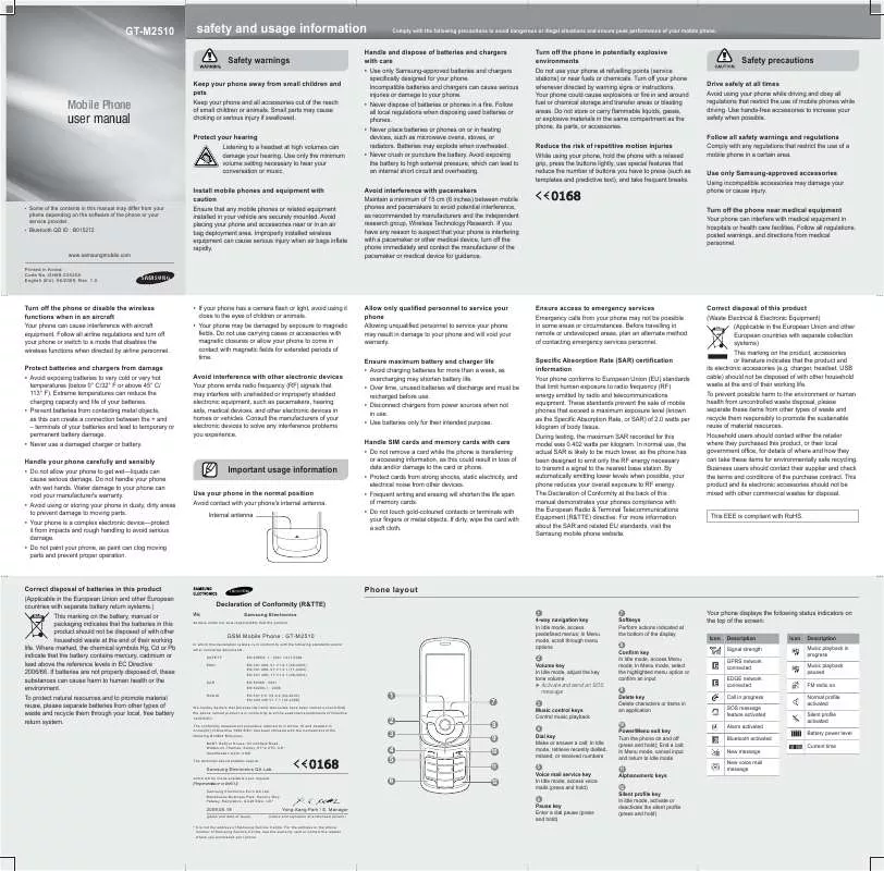 Mode d'emploi SAMSUNG GT-M2510