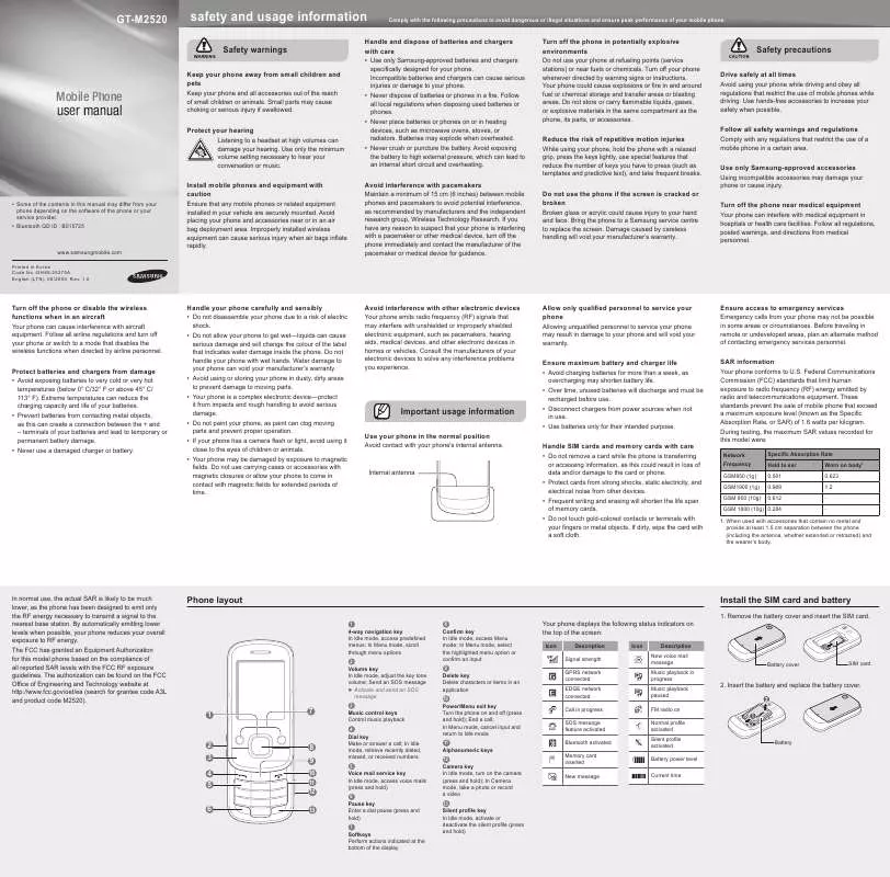 Mode d'emploi SAMSUNG GT-M2520