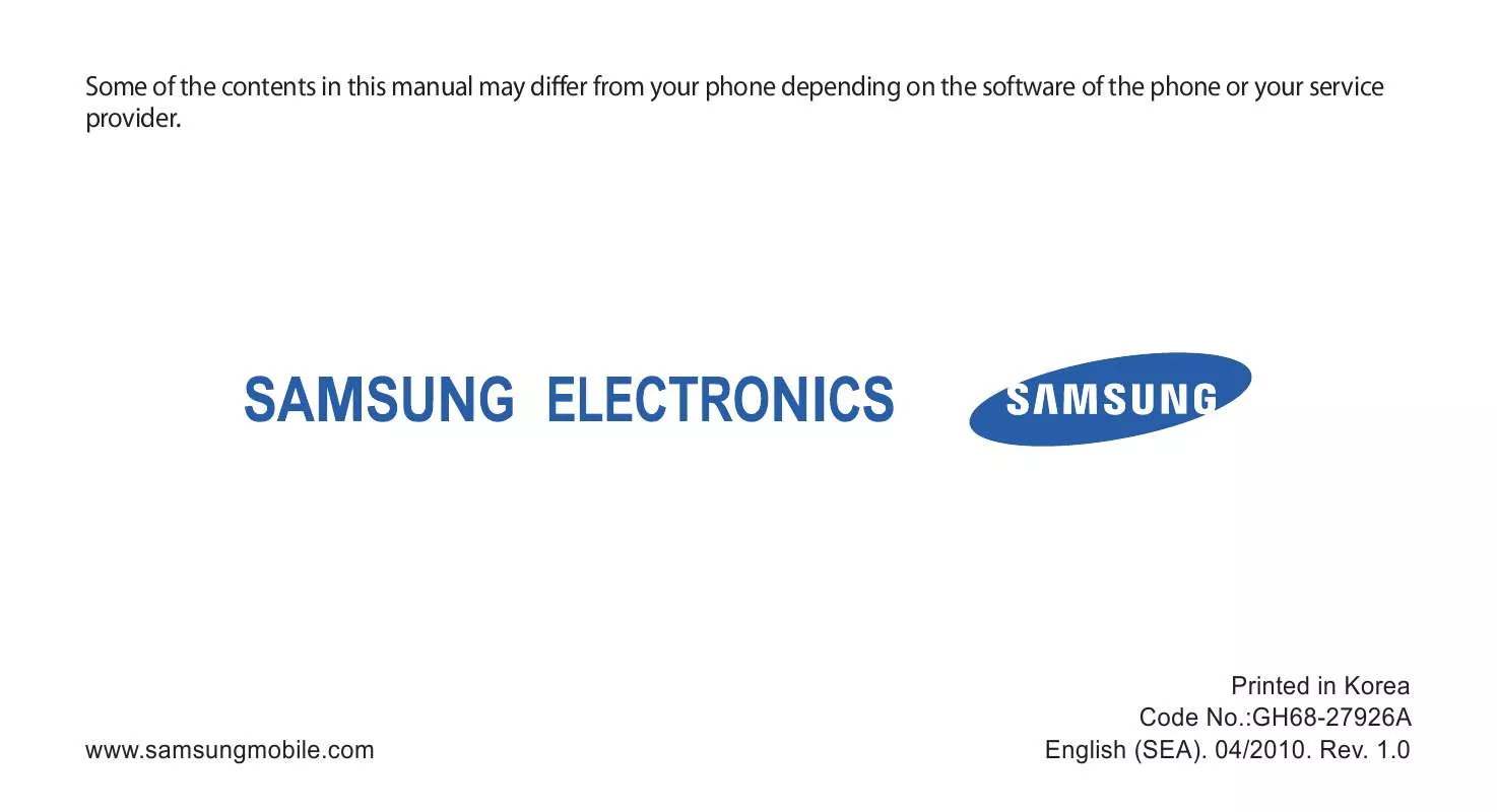 Mode d'emploi SAMSUNG GT-S3370