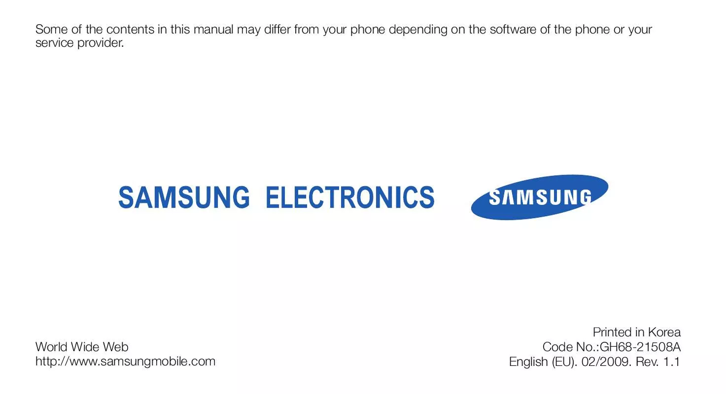 Mode d'emploi SAMSUNG GT-S3500