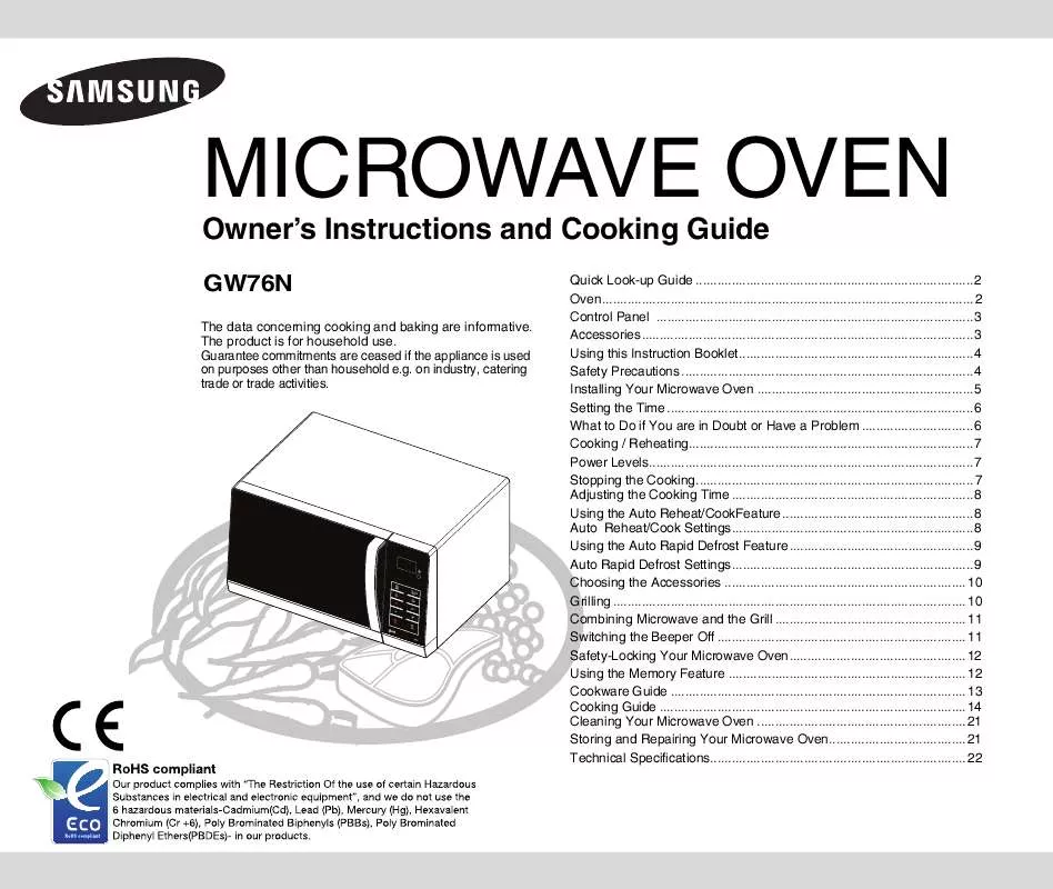 Mode d'emploi SAMSUNG GW76N-SX