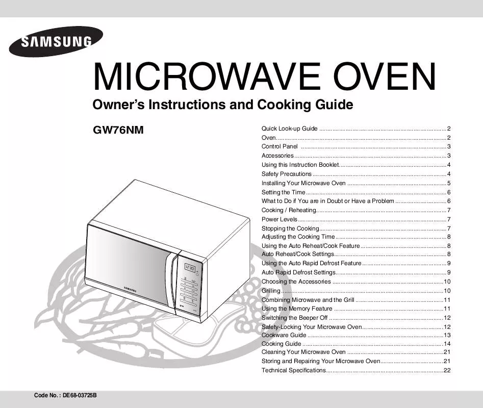 Mode d'emploi SAMSUNG GW76NM