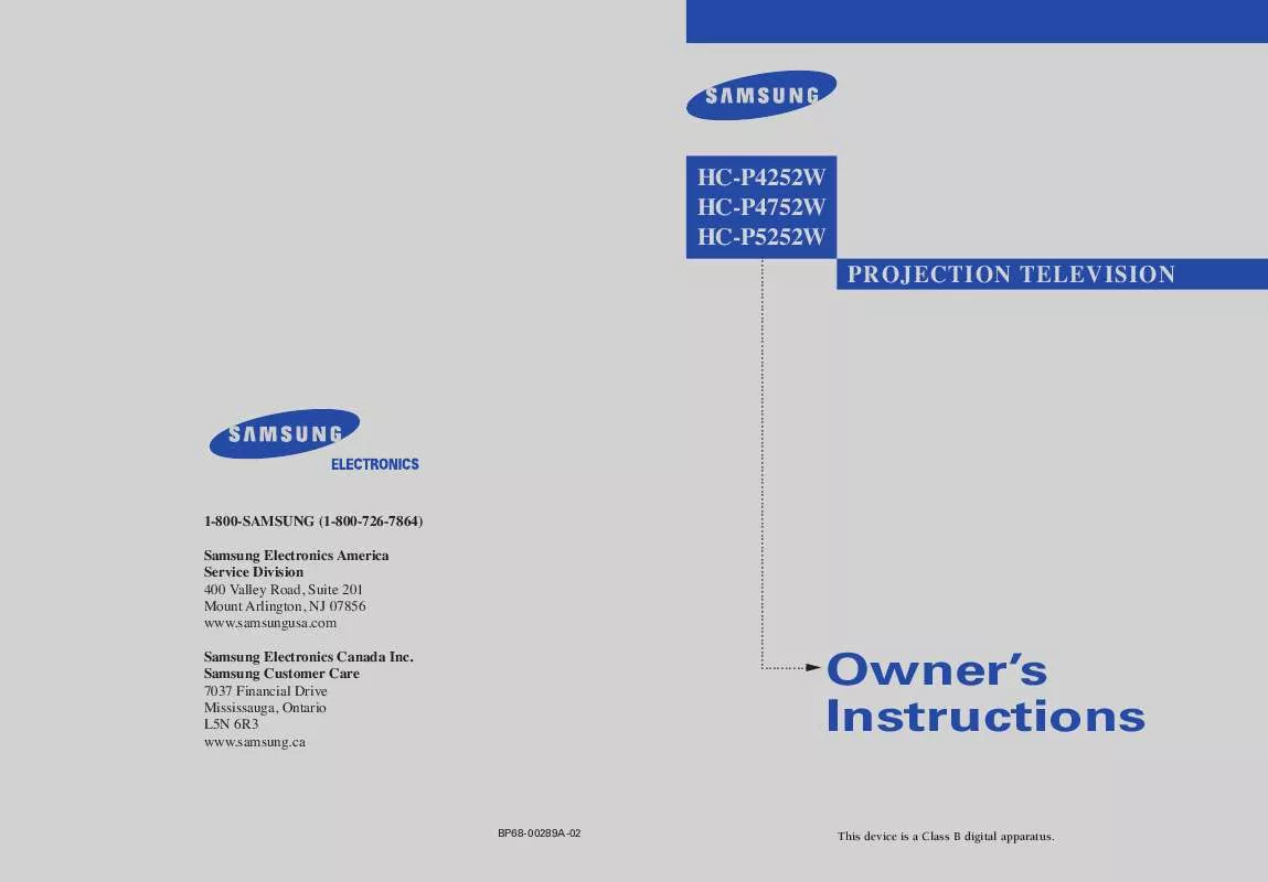 Mode d'emploi SAMSUNG HC-P4252W